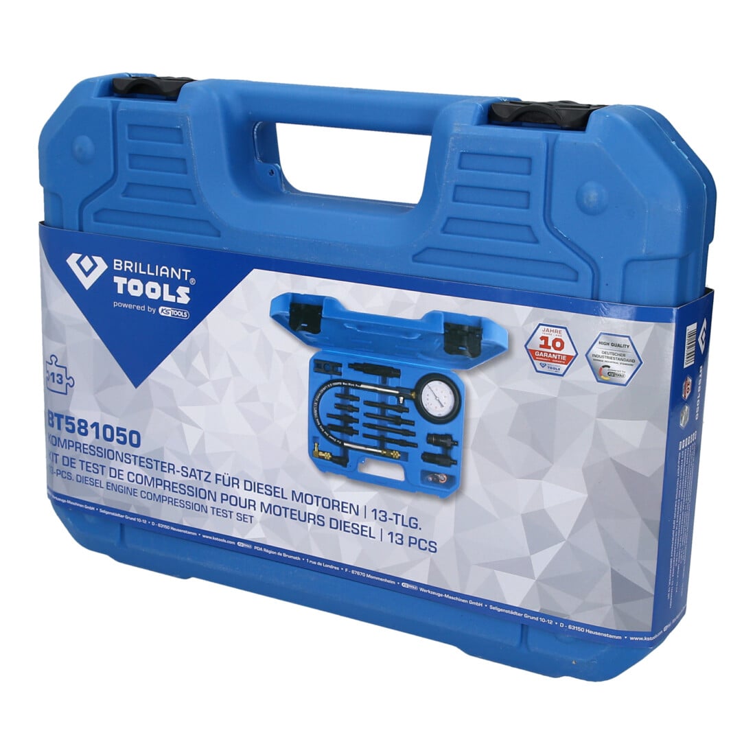 Brilliant Tools Kit tester compressione per motori a diesel, 15pz.
