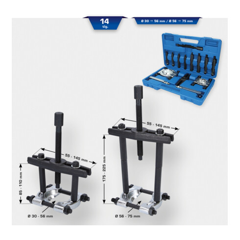 Brilliant Tools Kogellagertrekkerset met mes, 10-dlg