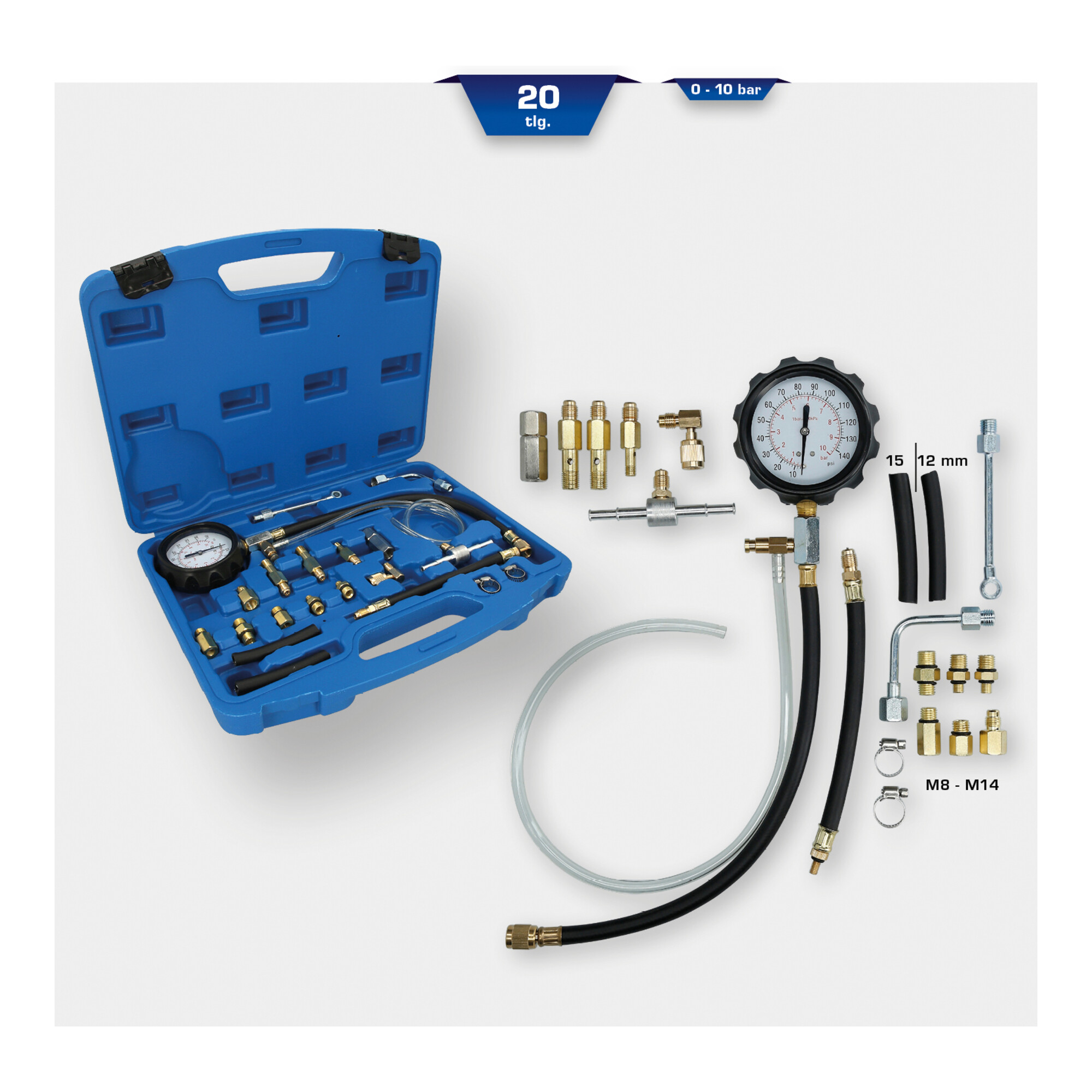 Brilliant Tools Kraftstoff-Einspritzsystem-Tester-Satz, 20-tlg
