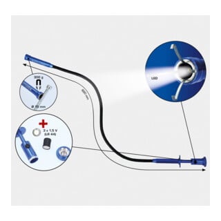 Brilliant Tools Krallengreifer mit Magnet und LED, formbar