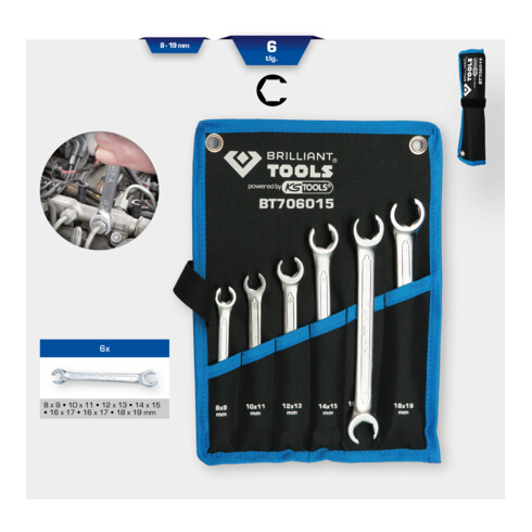 Brilliant Tools Leitungsschlüssel-Satz, 6-tlg, 8 - 19 mm