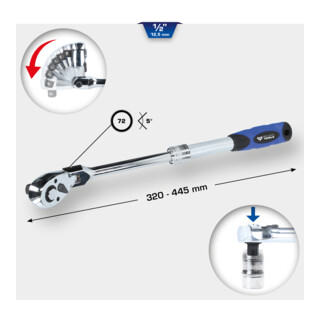 Brilliant Tools Leva a cricco telescopica 1/2" con testa flessibile