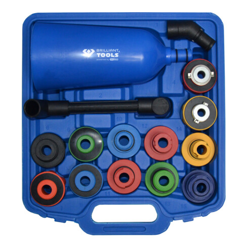 Brilliant Tools MASTER Öl-Einfülltrichter-Satz mit drehbarem Winkelarm, 15-tlg