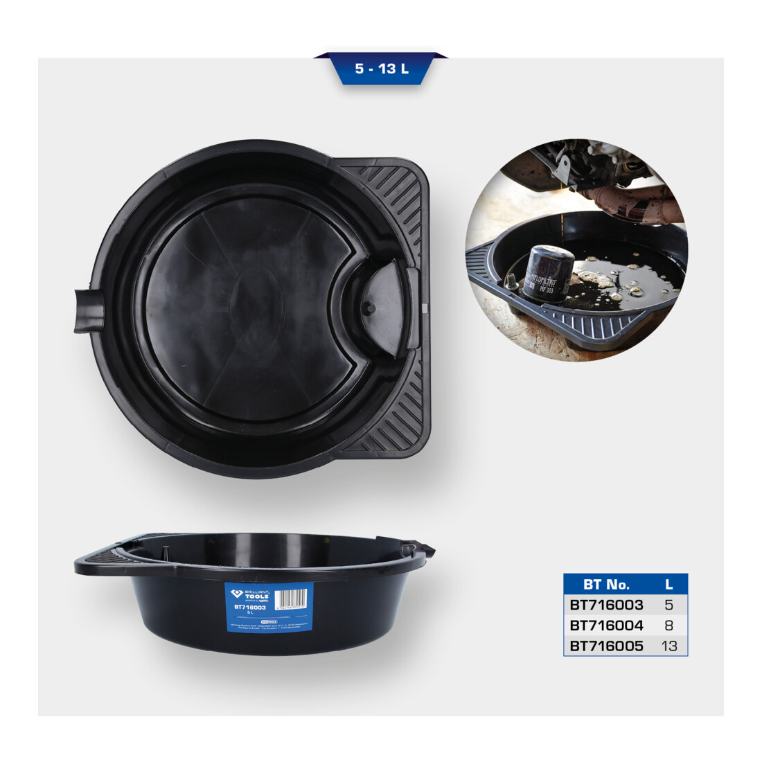 Brilliant Tools Öl-Auffangwanne / Mehrzweckwanne, 8 Liter