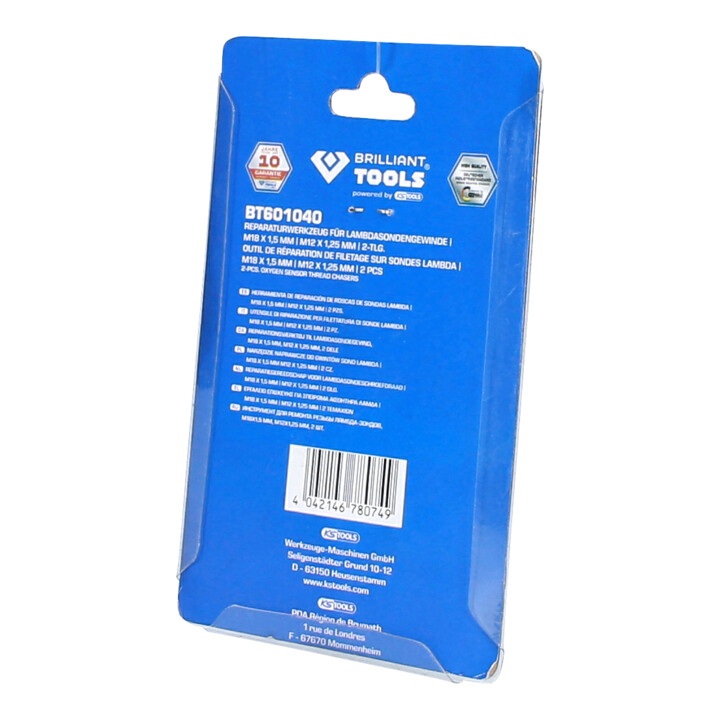 Brilliant Tools Outil de réparation pour filetages de sondes lambda, M18 x 1, 5 mm, M12 x 1, 25 mm, 2 pcs