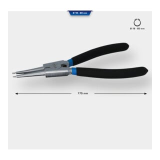 Brilliant Tools Pince à circlips extérieurs droite, 175 mm
