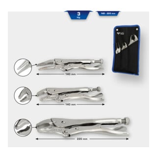 Brilliant Tools Pinces de verrouillage / Jeu de pinces étaux, 3 pcs