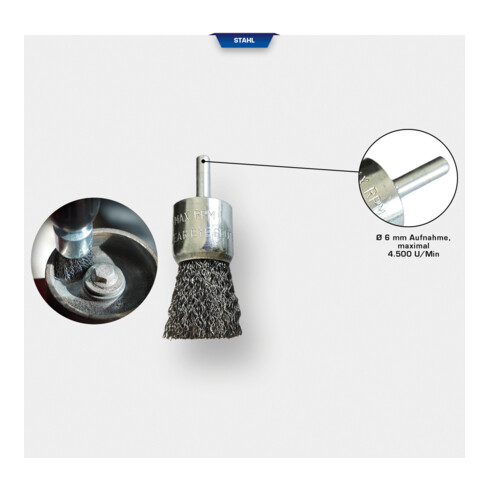 Brilliant Tools Pinselkopfbürste, Ø 25 mm mit 6 mm Aufnahme