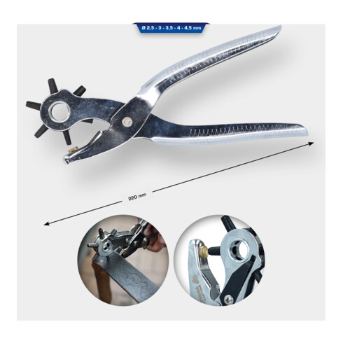 Brilliant Tools Pinza a fustella, Ø 2,5 - 3,0 - 3,5 - 4,0 - 4,5 - 5,0mm