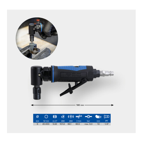 Brilliant Tools Pneumatische haakse pen-slijper
