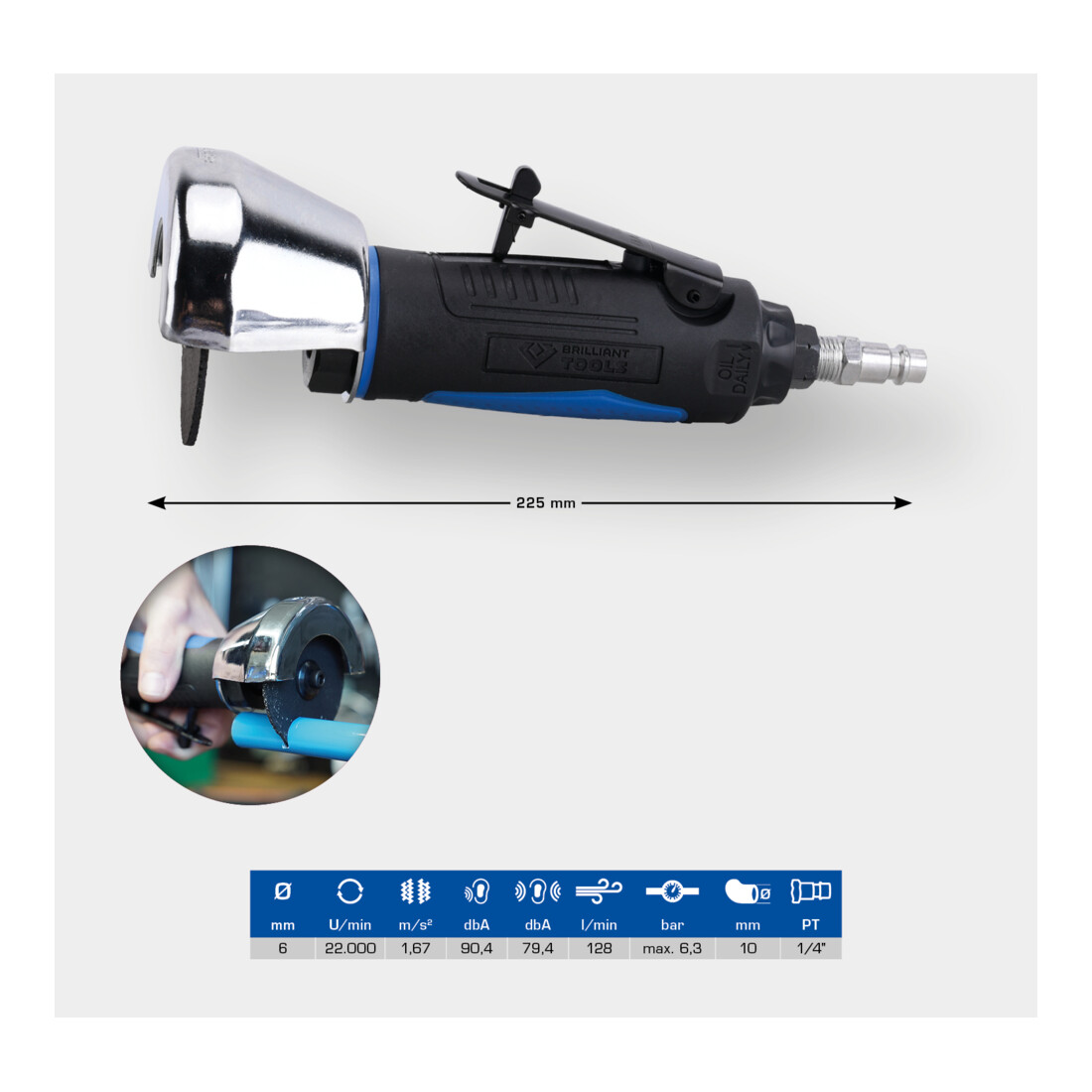 Brilliant Tools Pneumatische haakse slijper
