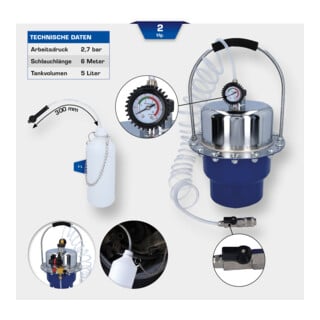 Brilliant Tools Purgeur de frein pneumatique avec bouteille de récupération