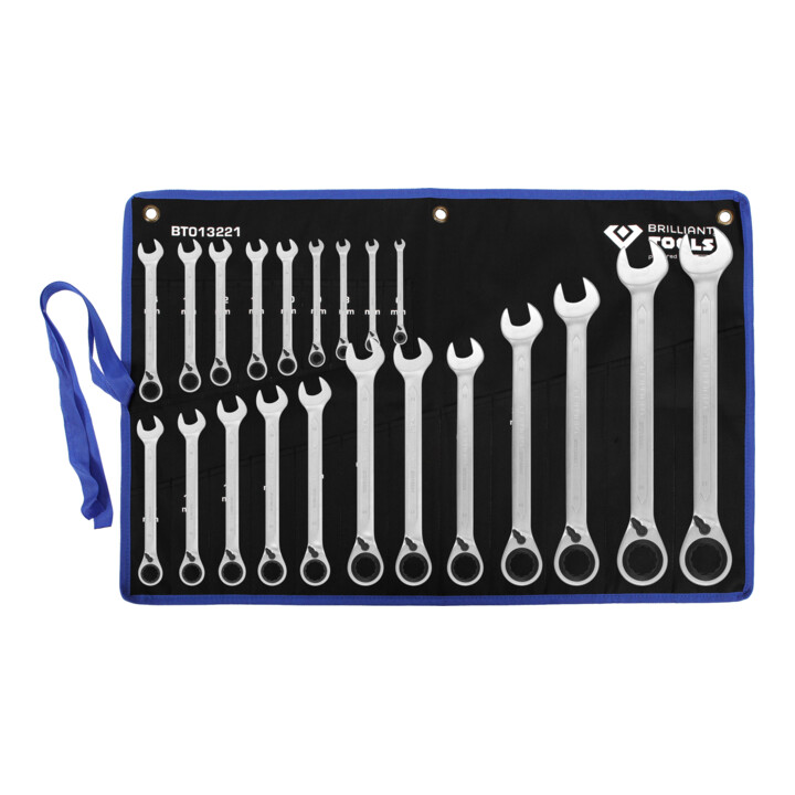 Brilliant Tools Ratelringsleutelset, omschakelbaar, 21-dlg, 6 - 32 mm