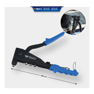 Brilliant Tools Rivettatrice manuale per rivetti con Ø 2,4-3,2-4,0-4,8mm