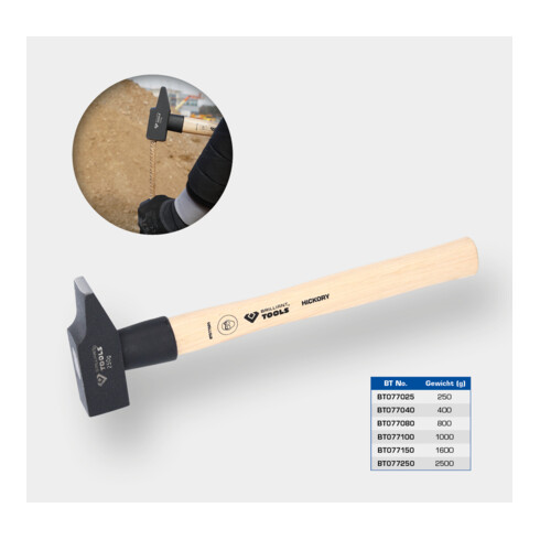 Brilliant Tools Schlosserhammer mit Hickory-Stiel, 800 g, französische Form