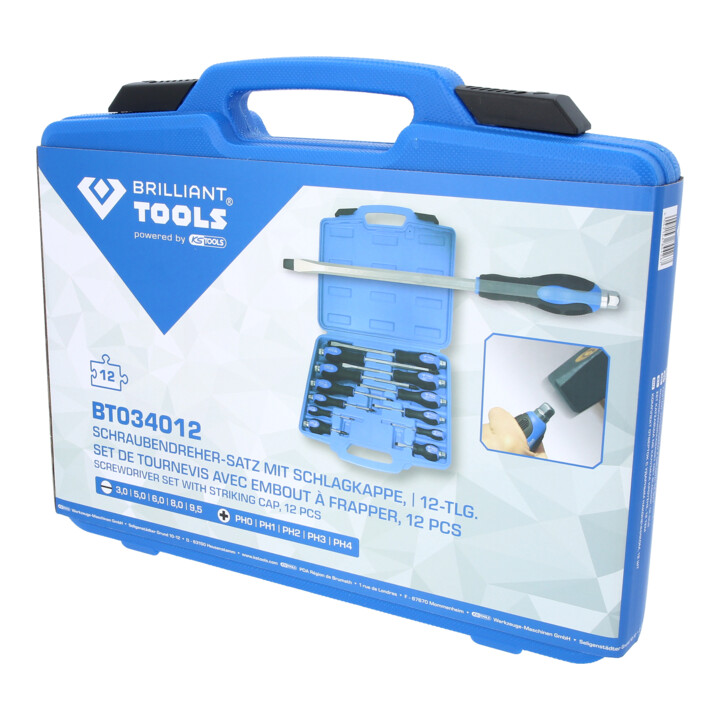 Brilliant Tools Schraubendreher-Satz mit Schlagkappe, 12-tlg