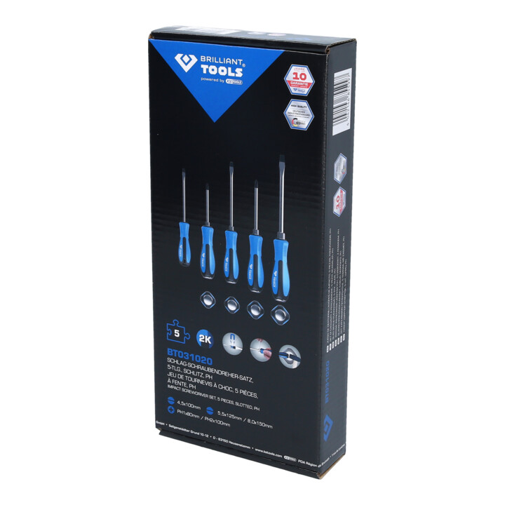 Brilliant Tools Schraubendreher-Satz mit Schlagkappe, 5-tlg