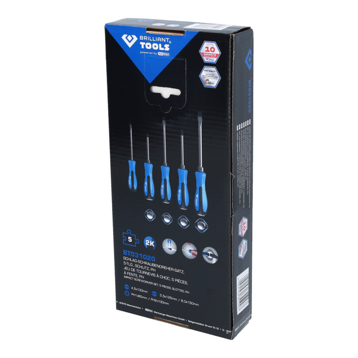 Brilliant Tools Schraubendreher-Satz mit Schlagkappe, 5-tlg