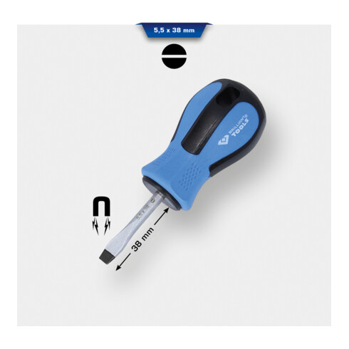 Brilliant Tools Schraubendreher Schlitz, 5,5 x 38 mm, kurze Form