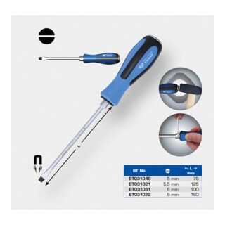 Brilliant Tools Schraubendreher Schlitz mit Schlagkappe, 8,0 x 150 mm