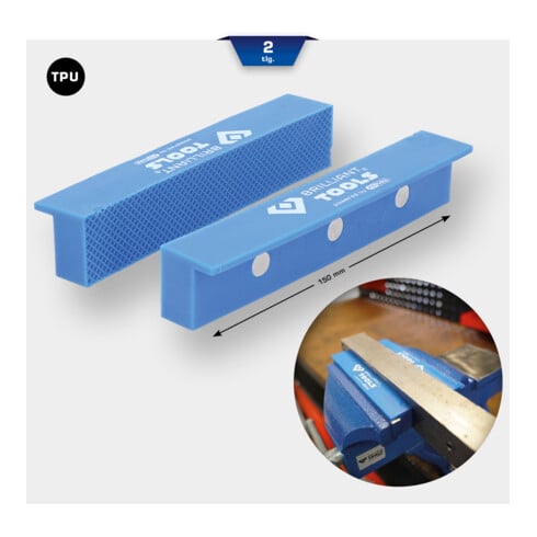 Brilliant Tools Schraubstock-Schonbacken mit Struktur, 2-tlg, Kunststoff