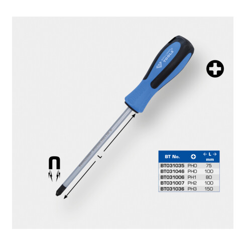 Brilliant Tools Schroevendraaier kruiskop, PH0 x 75 mm