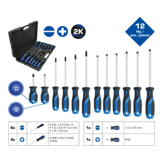 Brilliant Tools Schroevendraaierset, 12-dlg, sleuf, PH