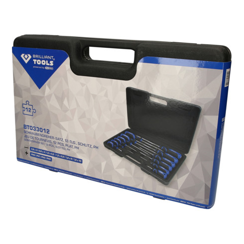 Brilliant Tools Schroevendraaierset, 12-dlg, sleuf, PH