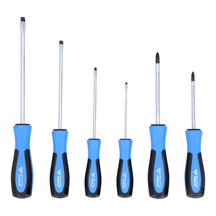 Brilliant Tools Schroevendraaierset, 6-dlg, sleuf, PH Phillips