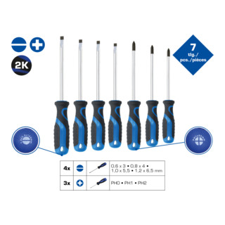 Brilliant Tools Schroevendraaierset, 7-dlg, sleuf, PH
