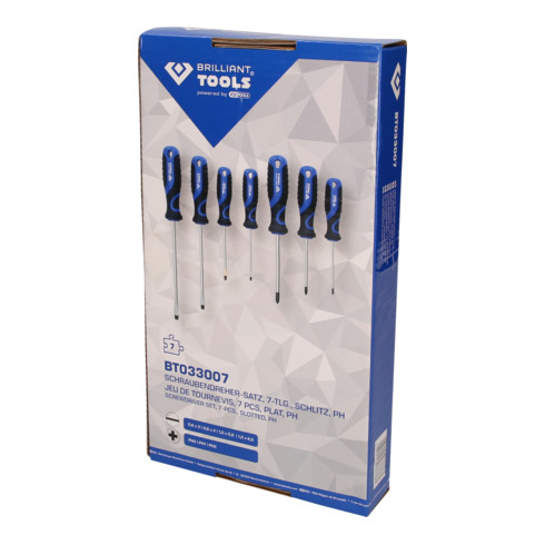 Brilliant Tools Schroevendraaierset, 7-dlg, sleuf, PH