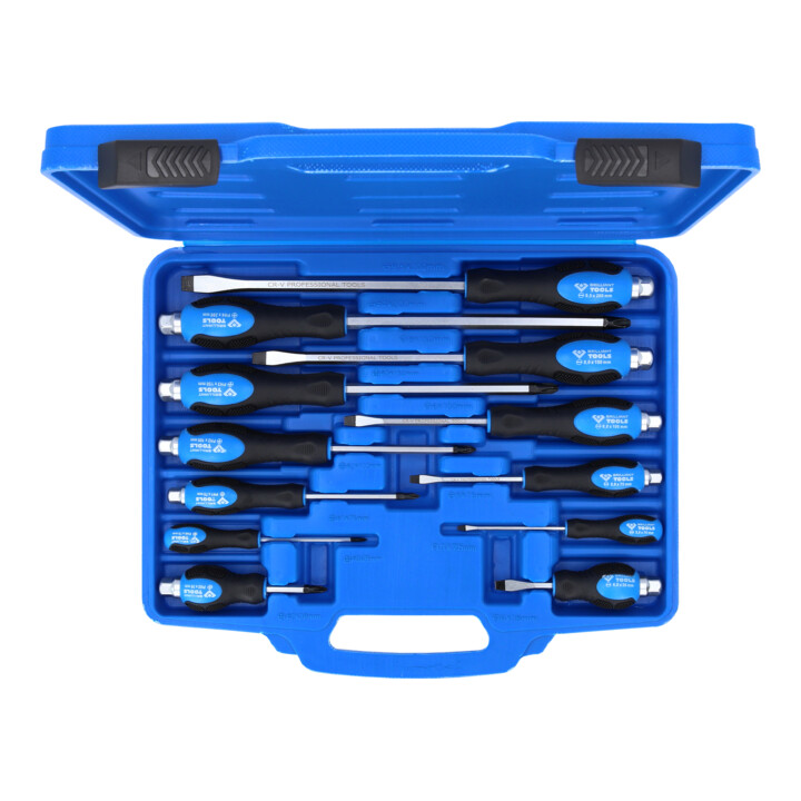 Brilliant Tools Schroevendraaierset met slagkap, 12 dlg, sleufkop, PH Phillips