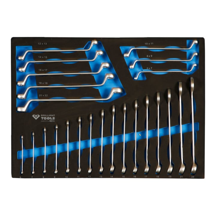 Brilliant Tools Schuim inzetstuk met 24 ring- en dubbele ringsleutels