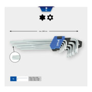 Brilliant Tools Serie di chiavi maschio piegate, 9pz., profilo Torx®, corte