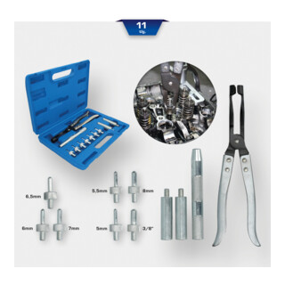 Brilliant Tools Serie di montaggio e smontaggio di guarnizioni dello stelo valvole, 11pz.