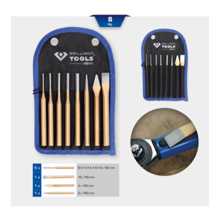 Brilliant Tools Serie di scapelli e cacciaspine, 8pz.