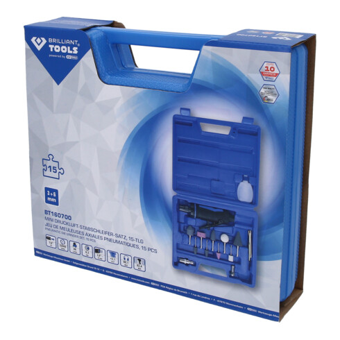 Brilliant Tools Serie di smerigliatrici ad aria compressa mini, 15pz.