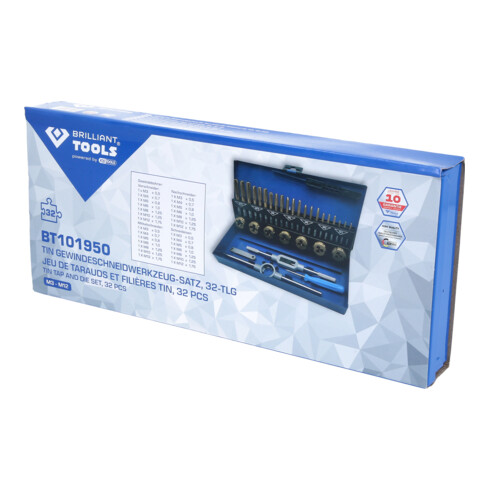 Brilliant Tools Serie di utensili per filettare TiN, 32pz.