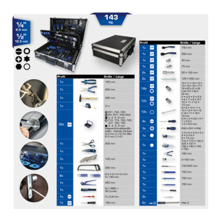 Brilliant Tools Serie di utensili universali 1/4" + 1/2", 143pz.