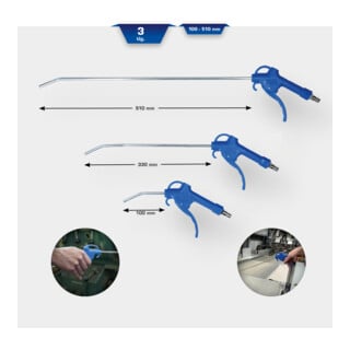 Brilliant Tools Set de pistolets à air comprimé, 3 pcs, 95 - 510 mm