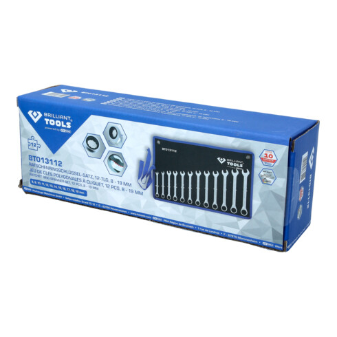 Brilliant Tools Set di chiavi a cricchetto, 12pz., 8-19mm