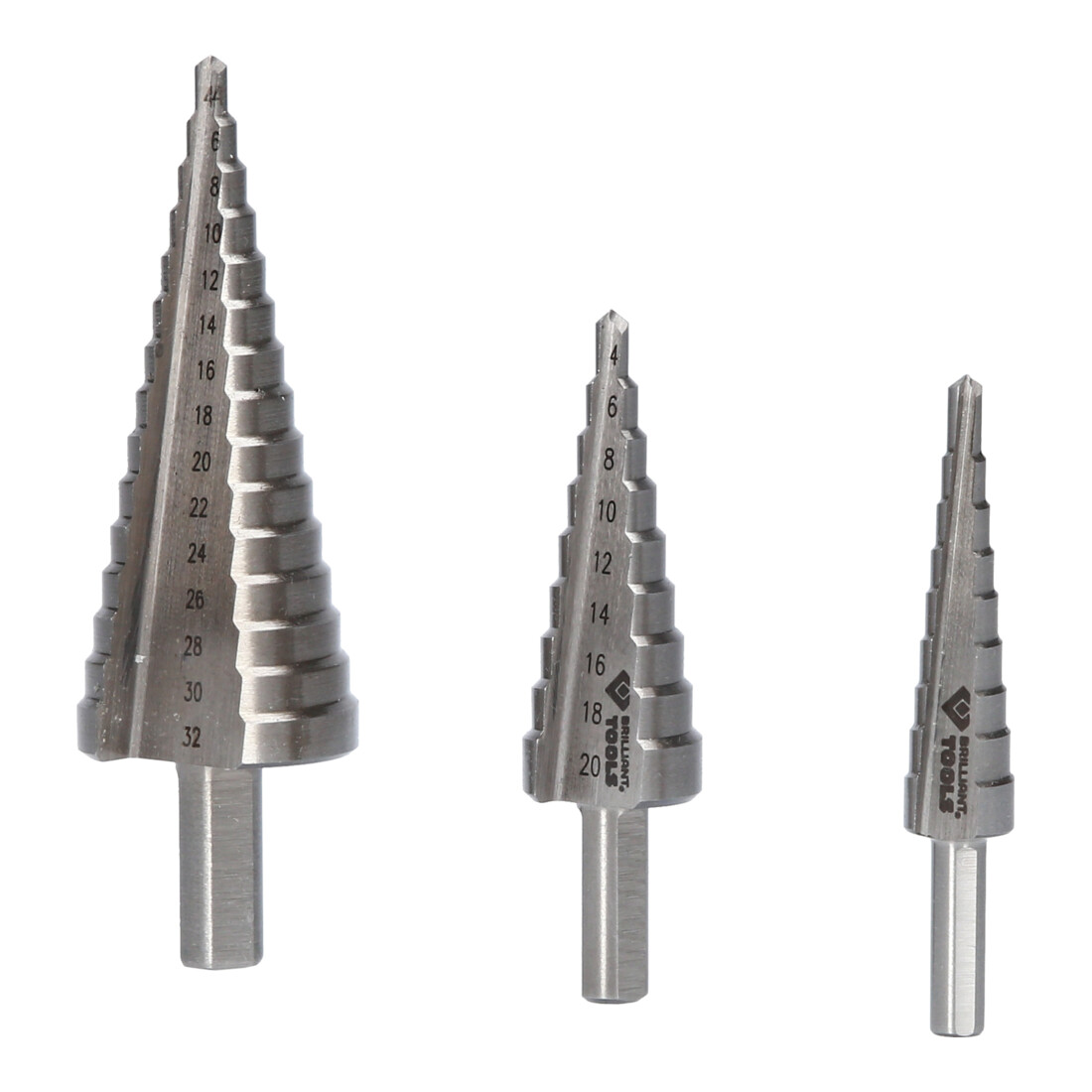 Brilliant Tools Set getrapte boren, 3-dlg, Ø 4 - 32 mm