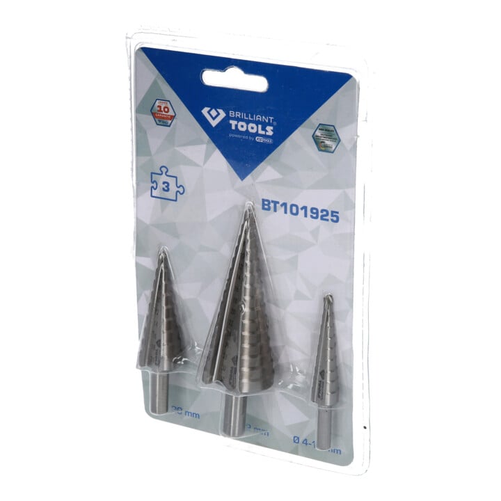 Brilliant Tools Set getrapte boren, 3-dlg, Ø 4 - 32 mm