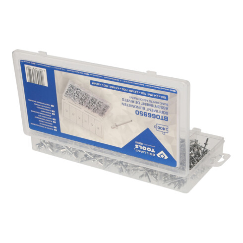 Brilliant Tools Sortiment Blindnieten, 400-tlg, 2, 4 - 3, 2 - 4 - 4, 8 mm