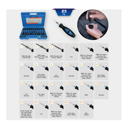 Brilliant Tools Stekkerontgrendelingsgereedschapset, 23-dlg