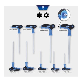 Brilliant Tools T-Griff-TX mit Stirnlochbohrung-Winkelstiftschlüssel-Satz, 9-tlg