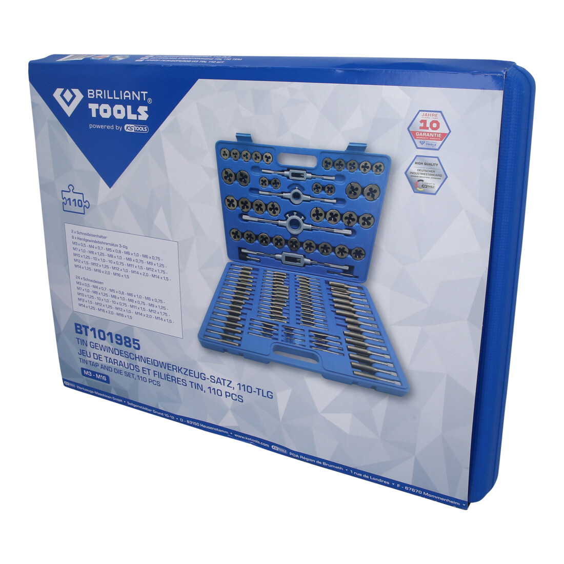 Brilliant Tools TiN schroefdraadtapset, 110-dlg
