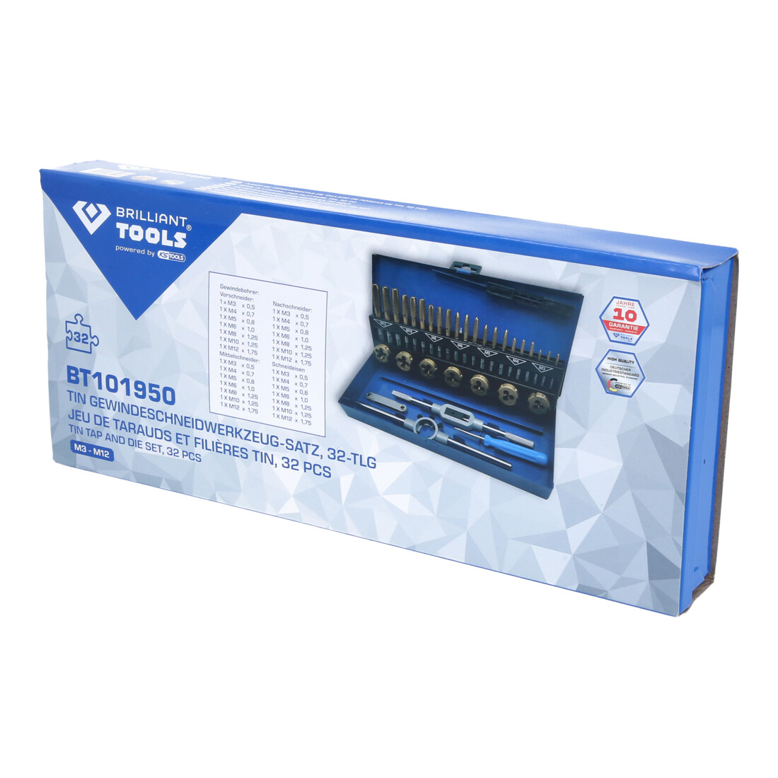 Brilliant Tools TiN schroefdraadtapset, 32-dlg