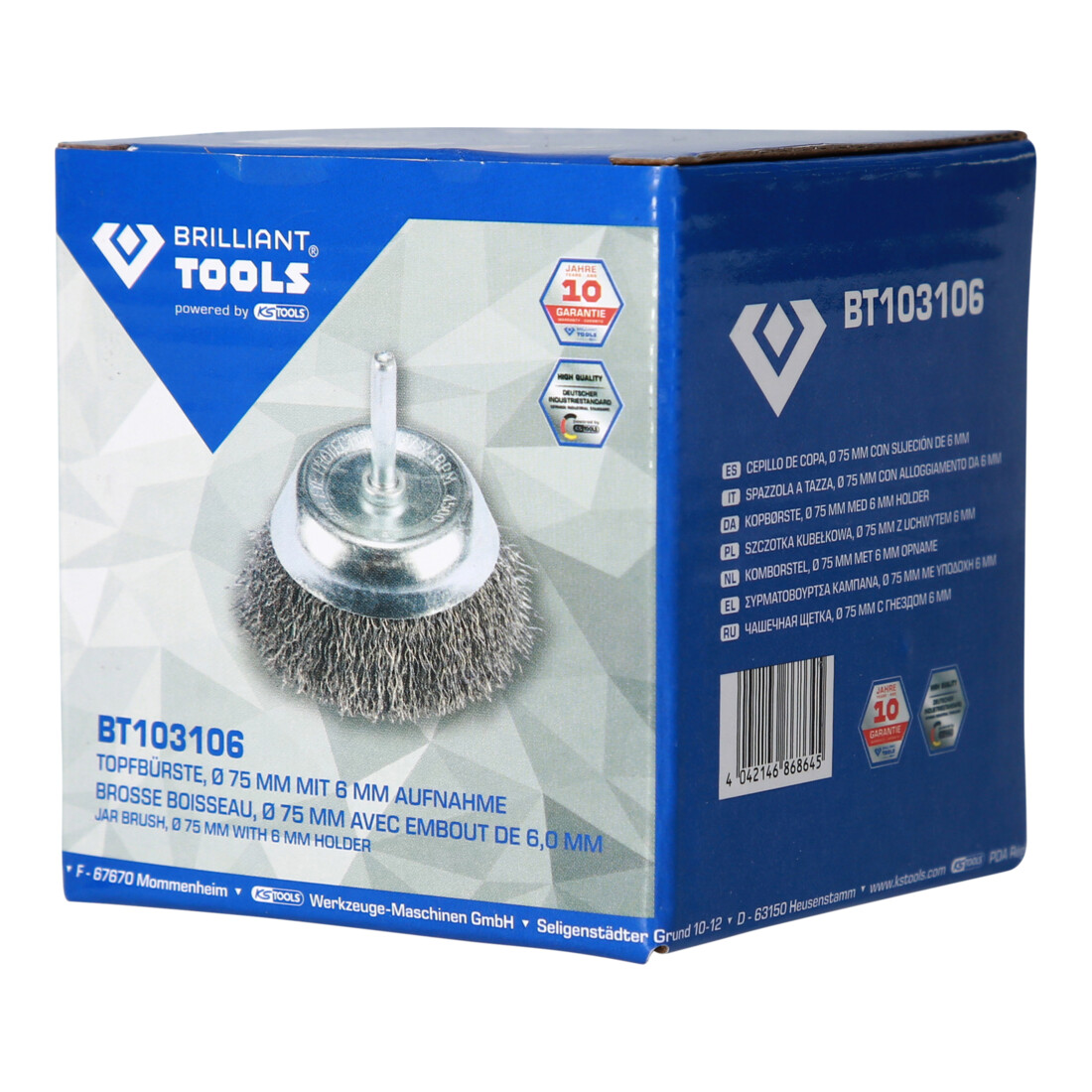 Brilliant Tools Topborstel, Ø 75 mm met 6 mm opname