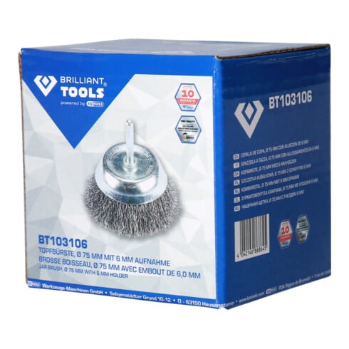 Brilliant Tools Topborstel, Ø 75 mm met 6 mm opname